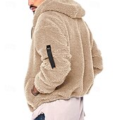 levne Pánské bundy a kabáty-Pánské Zimní bunda Polar Fleecová bunda Bunda s kapucí Denní Dovolená Zahřívací Kapsy Podzim zima Bez vzoru Módní Šik ven Kapuce Standardní Černá Námořnická modř Khaki Tmavě šedá Saka