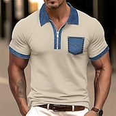 preiswerte Herren Klassisches Polo-Herren Poloshirt Golfhemd Casual Festtage Kargen Viertel Postleitzahl Kurzarm Modisch Basic Farbblock Viertel Postleitzahl Sommer Regular Fit Hellblau Schwarz Weiß Khaki Hellgrau Poloshirt