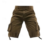 baratos Clássico-Homens Shorts táticos Capri Cargo Shorts Bermuda Cargo Calção Shorts de Trilha Botões Bolso multi Tecido Vestível Comprimento da panturrilha Ao ar livre Diário Acampar e Caminhar Moda Clássico Preto