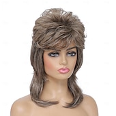 cheap Historical Wigs-80s Mullet Wig for Women Fluffy and Layered Hairpiece for Perfect for Costume Parties and Cosplay Carnival Wigs