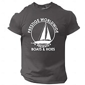 billige Morsomme T-skjorter for menn-Herre Skip Morsom T skjorte Kortermet T skjorte 3D-utskrift Crew-hals Skjorte Årgang Kul Fest Ferie Svart Hvit Rød Sommer Vår Klær S M L XL XXL XXXL