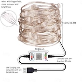 levne USB String světla-chytrá usb pohádková řetězová světla vodotěsná vícebarevná měnící se světla na Vánoce, narozeniny, večírek vnitřní venkovní dekorace, dálkové ovládání aplikace