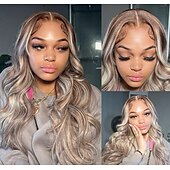 voordelige Pruiken van echt haar, met kanten voorzijde-Remy mensenhaar 13x6 sluiting 4x13 Sluiting 4x4 Sluiting Pruik Zijdeel Middelste stuk Gratis deel Braziliaans haar Body Golf Golvend Donker Grijs Meerkleurig Pruik 130% 150% 180% Haardichtheid met