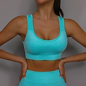 voordelige Sport bh&#039;s-Dames Lichte ondersteuning Sport bh&#039;s Running BH Open achterkant Verwijderbare vulling Goede top Gewatteerd Fitness Recreatiesport Hardlopen Ademend Lichtgewicht Zacht Zwart Rood Marine Blauw Effen