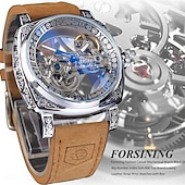 abordables Montres mécaniques-Montre mécanique FORSINING pour homme mode décontractée automatique à remontage automatique phase de lune lumineuse étanche en acier