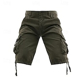 baratos Clássico-Homens Shorts táticos Capri Cargo Shorts Bermuda Cargo Calção Shorts de Trilha Botões Bolso multi Tecido Vestível Comprimento da panturrilha Ao ar livre Diário Acampar e Caminhar Moda Clássico Preto