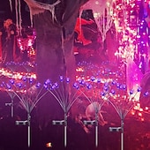 abordables Halloween Outdoor-2pcs Halloween Solar Firefly Swing Spiders Light Purple Red Green Solar Outdoor Lawn Pathway Lights Waterproof Plug In the Ground Lamp Swing with the Wind for Outdoor Yard Garden Pathway Patio Decoration Lamp