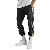 cheap Cargo Pants-Men&#039;s Cargo Pants Cargo Trousers Drawstring Elastic Waist Multi Pocket Stripe Wearable Outdoor Daily Camping &amp; Hiking Fashion Classic Black White