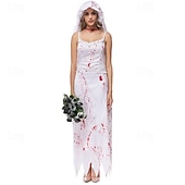 levne Zombie-Zombie Duch nevěsta předvečer Všech svatých Cosplay kostým Kostým na Večírek Maškarní Úbory cosplay Dospělé Dámské Karneval Plesová maškaráda Mardi Gras Výkon Párty předvečer Všech svatých Jednoduch