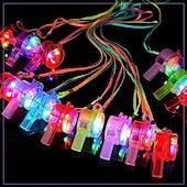 cheap Novelties-LED Light up Whistle Glow Whistles Flashing Noisemaker Whistles Lanyard Necklace Glow in the Dark Wedding Birthday Party
