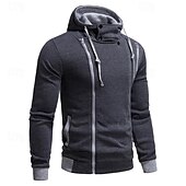 cheap Basic Hoodies-Men&#039;s Hoodie Full Zip Hoodie Wine Hooded Color Block Patchwork Sports &amp; Outdoor Daily Holiday Polyester Streetwear Basic Casual Spring &amp;  Fall Clothing Apparel Hoodies Sweatshirts  Long Sleeve
