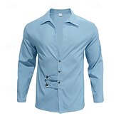 preiswerte Herrenhemd zum Knöpfen-Herren Hemd Sommerhemd Freizeithemd Strandhemd Schwarz Weiß Armeegrün Grau Leicht Blau Langarm Einfach Revers Urlaub Hawaiianisch Button-Down Bekleidung Polyester Mode Lässig Bequem