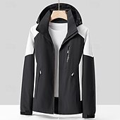 economico Softshell, pile e giacche da escursionismo-Per uomo Giacca Softshell Giubbino da escursione All&#039;aperto Color Block Antivento Resistente all&#039;acqua Giacca a vento Viaggi Grigio scuro Nero Avorio Verde