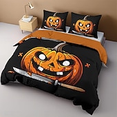 levne Sady přikrývek-kolekce halloween sada povlaků na přikrývky Jack o lucerna dýně 3dílná sada super měkká šetrná k pokožce s dlouhou životností