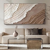 billiga Landskapsmålningar-beige brun 3d målning handgjord brun wabi sabi konstverk oljemålning handmålad texturerad oljemålning beige oljemålning brun abstrakt canvas konst modern horisontell dekor konst