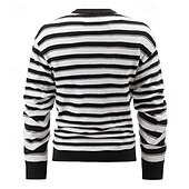preiswerte Herrenpullover-Herren Pullover Strickpullover Gerippt Stricken Standard Strick Streifen Rundhalsausschnitt Modisch Basic Freizeitskleidung Verabredung Bekleidung Herbst Winter Schwarz Grün M L XL