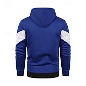 economico felpe con cappuccio da uomo di base-Per uomo Felpa con cappuccio a zip intera Felpa con cappuccio e zip Bianco Rosso Blu Cachi Con Cappuccio Blocco di colori Con zip Patchwork Sport &amp; Outdoor Quotidiano Ferie Poliestere Streetwear