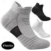 economico calzini da uomo-Per uomo 4 accoppiamenti Pacchi Multipli Calzini Calzini da Corsa Calzini Casual Nero Bianco Colore Semplice Vacanza Sport &amp; Outdoor Quotidiano Base Medio Primavera Autunno Moda Casual