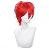 abordables Perruques de fête-perruque cosplay courte hérissée duveteuse résistante à la chaleur en cheveux synthétiques en couches pour hommes et femmes, perruque de fête de carnaval