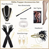 economico Abiti degli anni '20-Set Anni Ruggenti Anni 1920 Lunghezza alla caviglia Vestito Abito da sera Abiti con accessori Senza maniche Il grande Gatsby Charleston Invitato al matrimonio Paillettes Piuma Scollo a V Costume Per