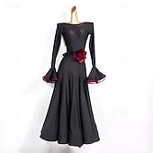preiswerte Tanzkleidung für Balltänze-Elegantes Gesellschaftstanzkleid für Damen, Performance-Party, moderne Tanzkleidung, Langarm, Tango, Walzer, Standardkostüme