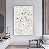 Недорогие Пейзажи-белая 3d текстурированная картина маслом ручной работы белая абстрактная живопись настенное искусство белая текстурированная живопись настенное искусство белая абстрактная живопись ручная роспись