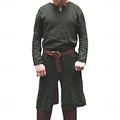 abordables Tapas-Medieval Renacimiento siglo 17 Cinturón Camisas Sayo Ranger élfico Tiro al arco Hombre Vikingo Fantasía Víspera de Todos los Santos Carnaval Mascarada LARP Adulto Camisas Cinturón Todas las Temporadas