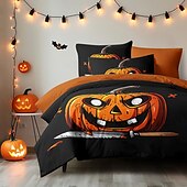levne Sady přikrývek-kolekce halloween sada povlaků na přikrývky Jack o lucerna dýně 3dílná sada super měkká šetrná k pokožce s dlouhou životností