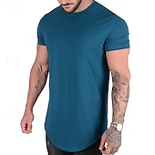 Недорогие Футболки и майки для бега-Муж. Футболка для бега С короткими рукавами Футболка Футболка Повседневные Одежда для спорта и отдыха Лето Однотонный Быстровысыхающий Мягкий Дышащий Тренировка в тренажерном зале Прогулки Бег