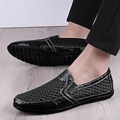 abordables Chaussures Décontractées Slip-On-Mocassins marron perforés pour homme, chaussures habillées décontractées et respirantes, style élégant et décontracté, parfaits pour la conduite, le bureau, les soirées et le quotidien professionnel.