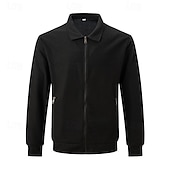 preiswerte Lässige Jacken-Herren Leichte Jacke Waffeljacke Sommerjacke Hemdjacke Urlaub Täglich Weich Tasche Frühling &amp; Herbst Einfach Mode Klassisch Revers Regulär Waffelstoff Schwarz Weiß Blau Khaki Grau Jacken