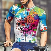 abordables Maillots pour hommes-Homme Maillot Velo Cyclisme Manche Courte Cyclisme Tee-shirt Maillot avec 3 poches arrière VTT Vélo tout terrain Respirable Séchage rapide Conception anatomique Mèche Blanche Graphic Des sports
