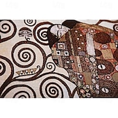 economico Arazzi tessuti jacquard-arazzo tessuto jacquard gobelin aubusson arte da parete appeso grande arazzo riproduzione telaio intreccio di cotone albero della vita arazzo belga (senza nappe e asta)