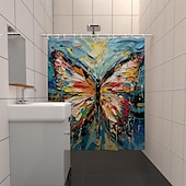 olcso Zuhanyfüggönyök-Zuhanyfüggöny kampókkal 180cm*180cm (70&quot;*70&quot;) poliészter mosható vízálló növény virág mintával fürdőszoba kád dekor