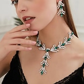 voordelige Sieradensets-Bruidssieradensets 2 Gesimuleerde diamant 1 Ketting Oorbellen Dames Stijlvol Luxe Schattig Klassiek Bladvorm Kostbaar Sieraden set Voor Bruiloft Lahja