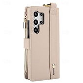 Недорогие Чехлы для Samsung-телефон Кейс для Назначение SSamsung Galaxy S24 S23 S22 S21 Ultra Plus A55 5G A14 A54 А73 А53 Samsung A13 5G S25 Ультра Кейс на заднюю панель Кошелек для карт со стендом Кольца-держатели Молния Ретро