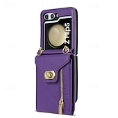 cheap Samsung Cases-Phone Case For Samsung Galaxy Z Flip 6 Z Flip 5 Z Flip 4 Z Flip 3 Flip Cover Zipper with Lanyard Card Slot Retro PC PU Leather