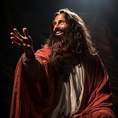 preiswerte Filmcharakter Perücken-braune Jesus-Zauberer-Lockenperücke und Bart, Halloween, lustiges Cosplay-Kostüm-Accessoire für Erwachsene