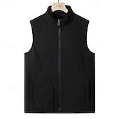 preiswerte Westen-Herren Weste für Wanderer Wander-Fleeceweste Ärmellos Shirt Außen warm Fleece-Futter Komfortabel Winter Tasche Polyester Dunkelgrau Schwarz Dunkelblau Jagd Angeln Klettern
