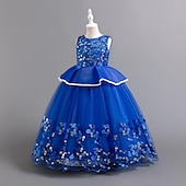 levne Párty šaty-Děti Dívčí Šaty na párty Pevná barva Flitry Puntíky Bez rukávů Svatební Vánoční Večírek Elegantní Princeznovské Polyester Maxi Flitrové šaty Šaty na párty Tylové šaty Léto Jaro Podzim 4-12 let Čern