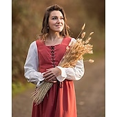olcso Ruha-Retró Középkori Reneszánsz Ruhák Ren Faire Nő Viking Női Kelta Kalóz Álarcos mulatság Alkalmi / Napi Felnőttek Ruha