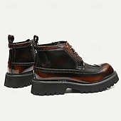 baratos Botas de couro premium-botas masculinas de combate brogue de couro premium – botins 100% couro bovino com cadarço e sola grossa para uso elegante e robusto