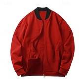 preiswerte Herrenjacken &amp; Herrenmäntel-Herren Bomberjacke übergangsjacke Täglich Leicht Tasche Frühling &amp; Herbst Klassisch Stehkragen Regulär Schwarz Gelb Rot Marineblau Königliches Blau Jacken