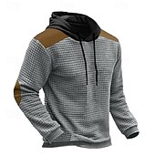 voordelige basic hoodies voor heren-Voor heren Wafel Hoodies Trui met capuchon Abrikoos Zwart Leger Groen Lichtgrijs Capuchon Kleurenblok Lapwerk Met Textuur Sport &amp; Outdoor Dagelijks Feestdagen Polyester Streetwear Basic Casual Lente