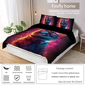 cheap Duvet Cover Sets-Cyberpunk Style Sci-Fi Animal Duvet Cover Set Includes Duvet Cover and Pillowcases Futuristic and Vibrant Design Soft and Durable Fabric Perfect for Adding an Edgy Touch to Your Bedroom Decor