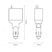 preiswerte Auto Ladegerät-einziehbarer Autoladeadapter mit Typ-C-Kabel Lightning 2 USB-Anschlüsse Autoadapter mit Spannungsanzeige PD 45 W
