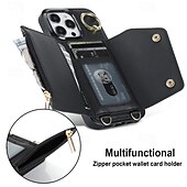 tanie Etui do iPhone&#039;ów-telefon Kılıf Na iPhone&#039;a 16 iPhone&#039;a 15 Pro MaxPlus iPhone 14 13 12 11 Pro Max Plus Mini Etui na karty portfela Z podpórką Uchwyt pierścieniowy Zamek Retro TPU Metal Skóra PU