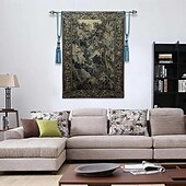 billige Jacquard vevde gobeliner-jacquard vevd billedvev gobelin aubusson veggkunst hengende stor billedvev reproduksjon vevstol bomullsvev kongelig hageblomster belgisk billedvev (uten dusker og stang)