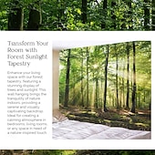 baratos Tapeçaria da Floresta-l.t.home natureza tapeçaria de parede arte decoração cobertor cortina piquenique toalha de mesa pendurado casa quarto sala de estar dormitório decoração floresta paisagem sol através da árvore