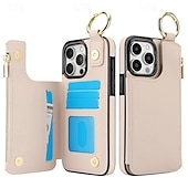 cheap iPhone Cases-Phone Case For iPhone 16 iPhone 15 Pro Max Plus iPhone 14 13 12 11 Pro Max Plus Mini SE Back Cover with Stand Holder Card Slot Ring Buckle Retro PC PU Leather